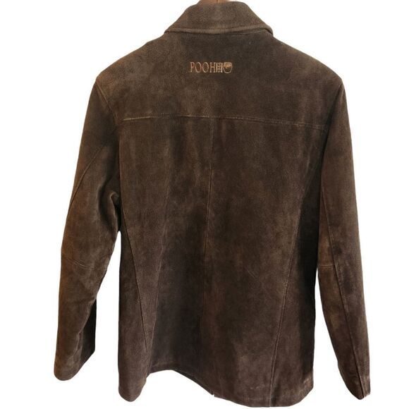 Disney Pooh Leather Suede Vintage Zip Front Jacket Size Medium - Picture 2 of 8